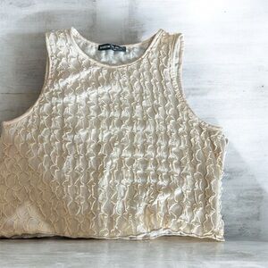 SHEIN Ivory Ruffled Crop Top